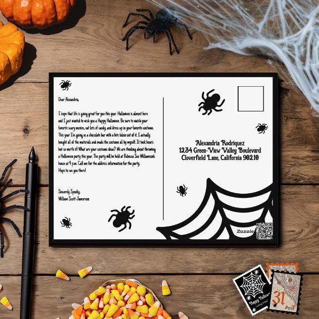 Personalised Spiderweb Halloween Holiday Postcard (Creator Uploaded)
