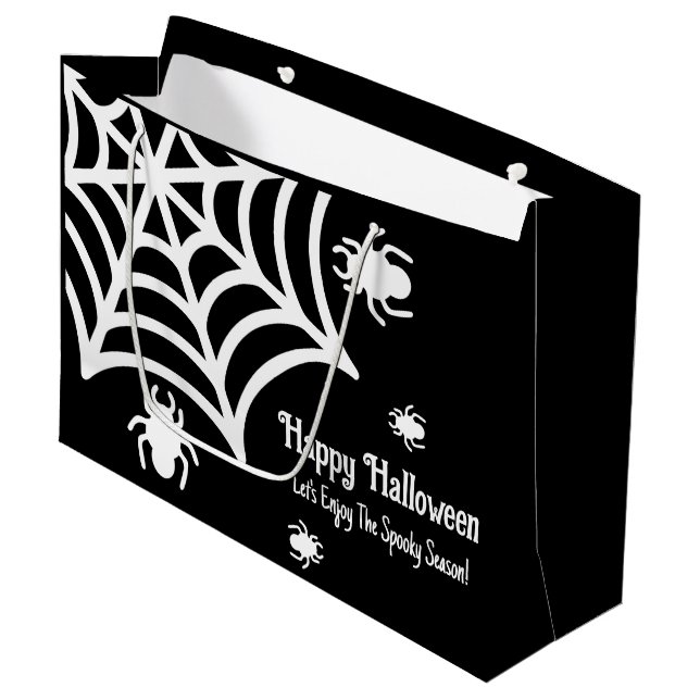 Personalised Spiderweb Halloween Large Gift Bag (Front Angled)