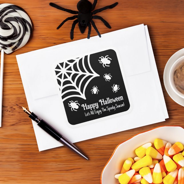 Personalised Spiderweb Halloween Square Sticker (Creator Uploaded)