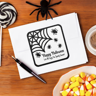 Personalised Spiderweb Halloween Square Sticker