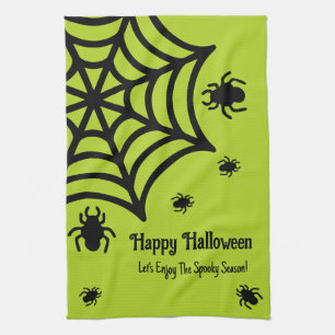 Personalised Spiderweb Halloween Tea Towel