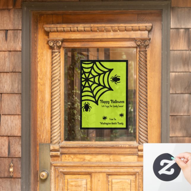 Personalised Spiderweb Halloween Window Cling (Home Door)
