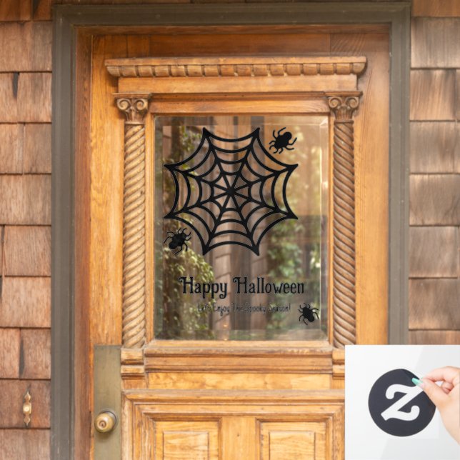 Personalised Spiderweb Halloween Window Cling (Home Door)