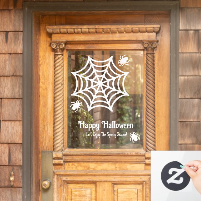 Personalised Spiderweb Halloween Window Cling (Home Door)