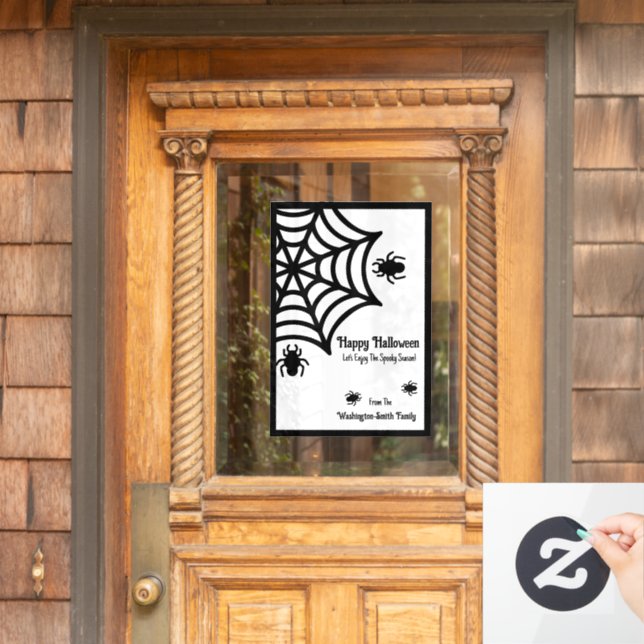 Personalised Spiderweb Halloween Window Cling (Home Door)