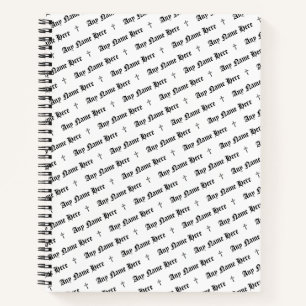 Personalised Spiral Notebook with Name & Crosses
