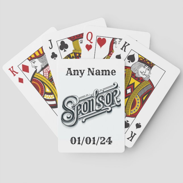 Personalised Sponsor Thank You Gift Any Name Date Playing Cards (Back)