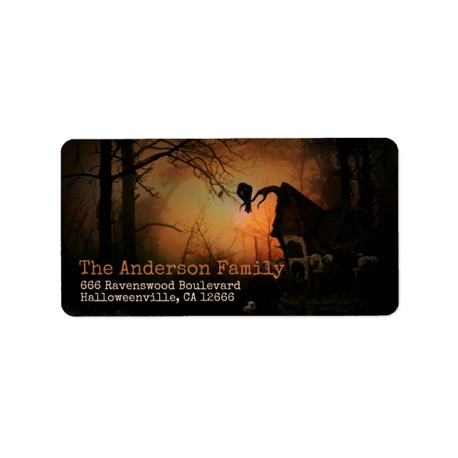 Personalised Spooky Black Raven Halloween Label (Front)