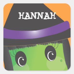 Personalised Spooky Cute Witch Halloween Sticker