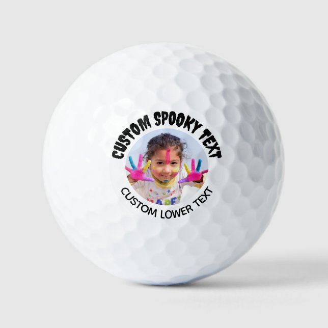 Personalised Spooky Font Fun Text Photo Golf Balls (Front)