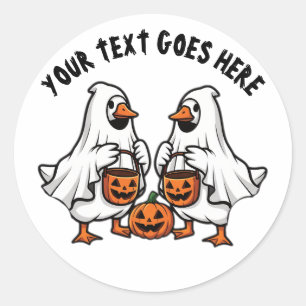 Personalised Spooky Ghost Geese Halloween Trio Classic Round Sticker