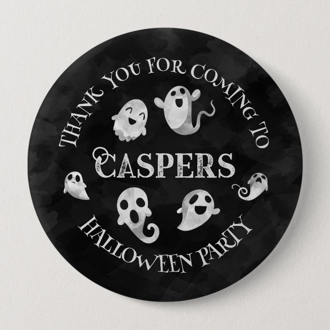 Personalised Spooky Ghost Halloween Button Badge (Front)