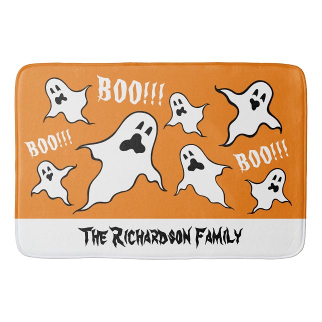 Personalised Spooky Halloween Ghosts Bath Mat (Front)