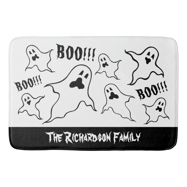 Personalised Spooky Halloween Ghosts Bath Mat (Front)
