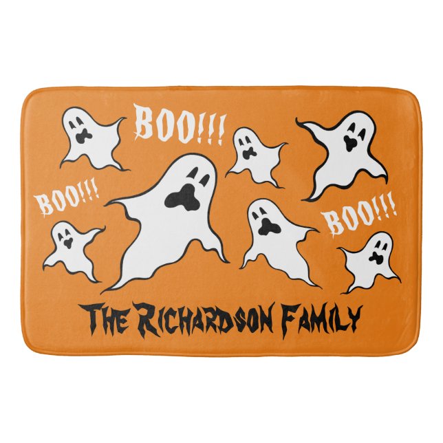 Personalised Spooky Halloween Ghosts Bath Mat (Front)