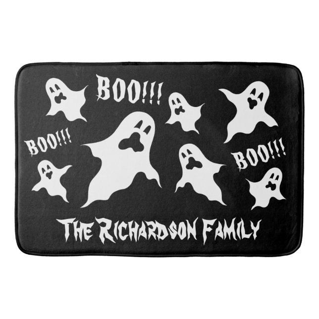 Personalised Spooky Halloween Ghosts Bath Mat (Front)