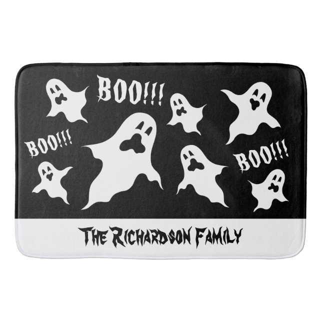Personalised Spooky Halloween Ghosts Bath Mat (Front)