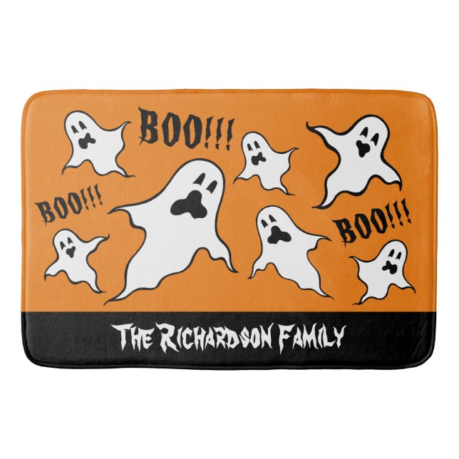Personalised Spooky Halloween Ghosts Bath Mat (Front)