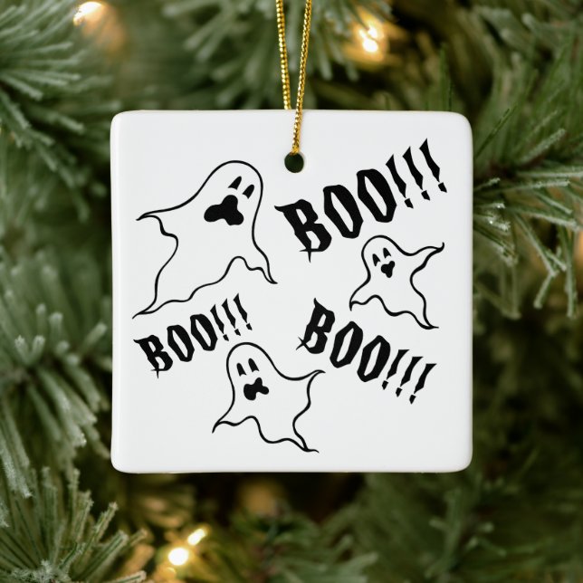 Personalised Spooky Halloween Ghosts Ceramic Ornament (Tree)