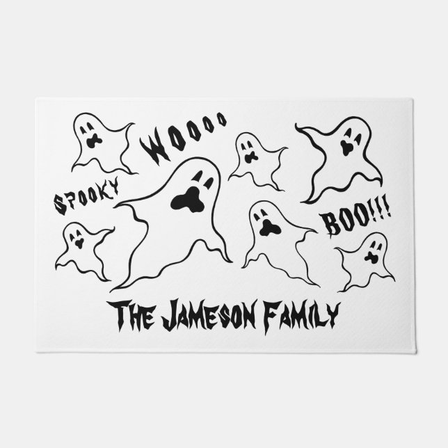 Personalised Spooky Halloween Ghosts Doormat (Front)