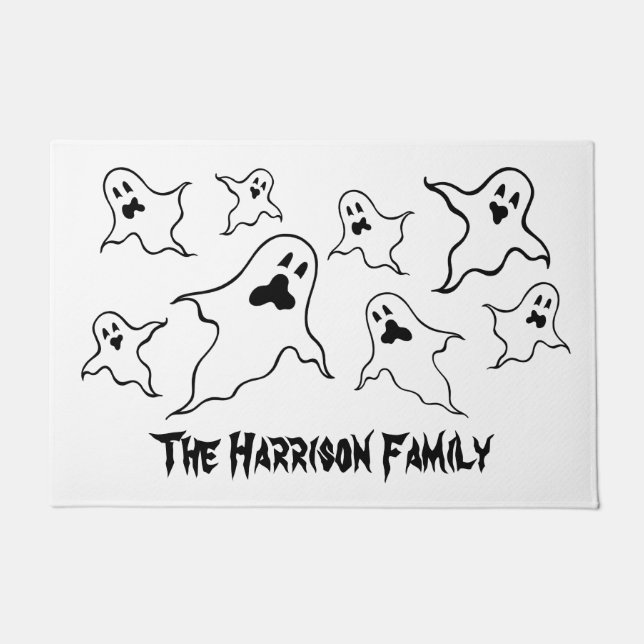 Personalised Spooky Halloween Ghosts Doormat (Front)