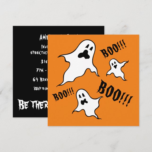 Personalised Spooky Halloween Ghosts Invitation (Front/Back)