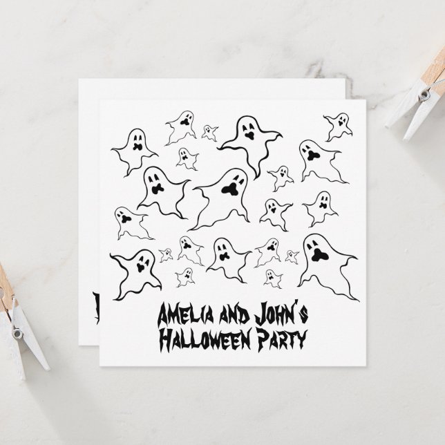 Personalised Spooky Halloween Ghosts Party Invitat Invitation (Front/Back In Situ)