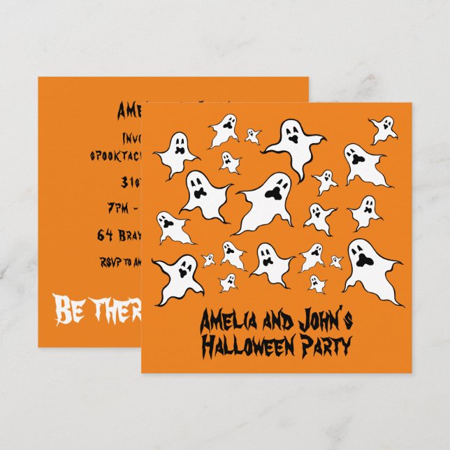 Personalised Spooky Halloween Ghosts Party Invitat Invitation (Front/Back)