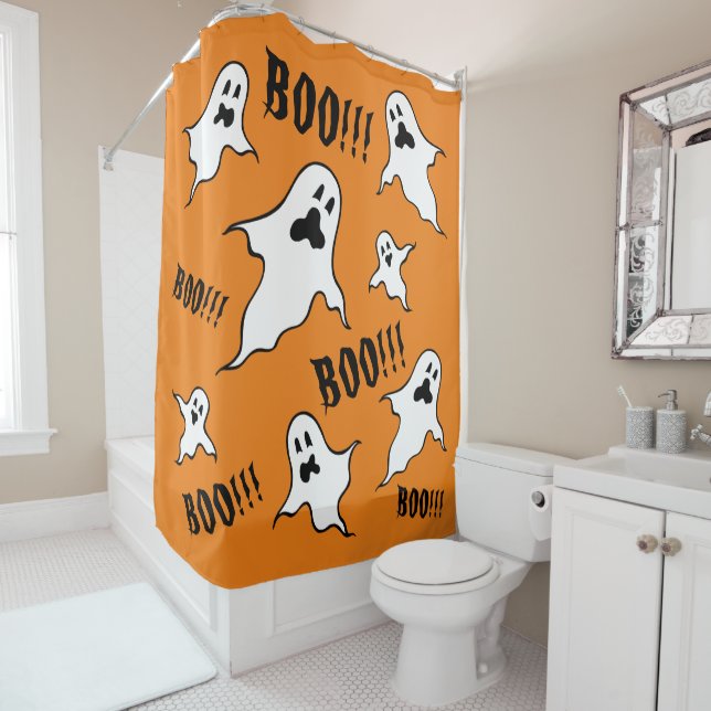 Personalised Spooky Halloween Ghosts  Shower Curtain (In Situ)