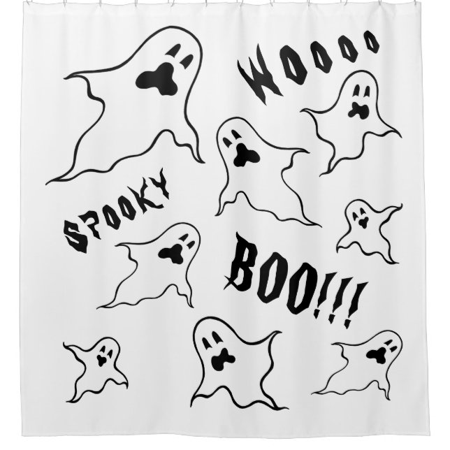 Personalised Spooky Halloween Ghosts Shower Curtain (Front)