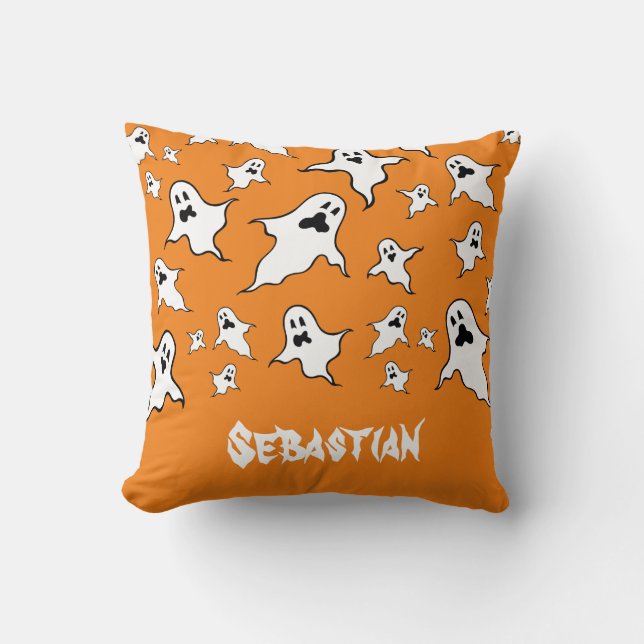 Personalised Spooky Halloween Ghosts Throw Cushion (Front)