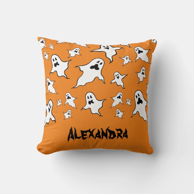 Personalised Spooky Halloween Ghosts Throw Cushion (Front)