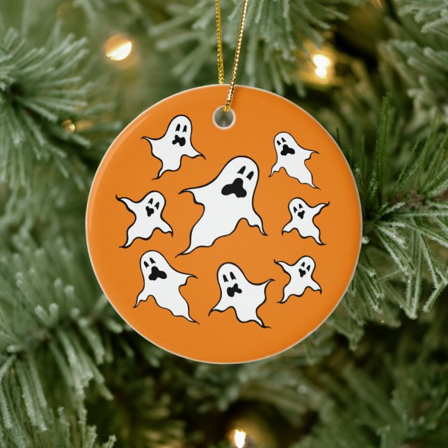 Personalised Spooky Halloween Ghosts Tree Ornament (Tree)