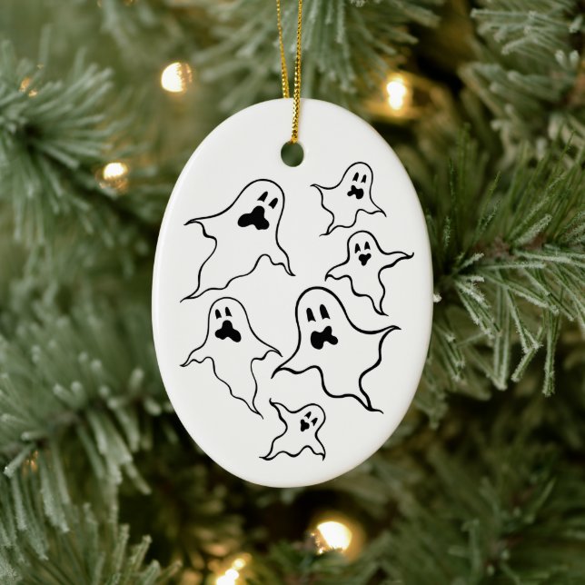 Personalised Spooky Halloween Ghosts Tree Ornament (Tree)