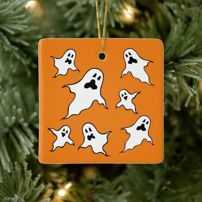 Personalised Spooky Halloween Ghosts Tree Ornament (Tree)