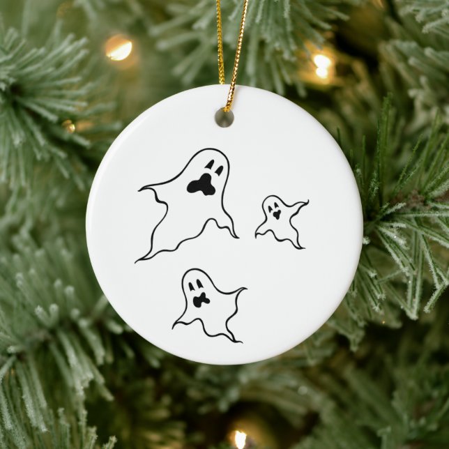 Personalised Spooky Halloween Ghosts Tree Ornament (Tree)