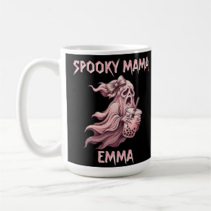 Personalised Spooky Mama Pink Ghost Boba Coquette  Coffee Mug