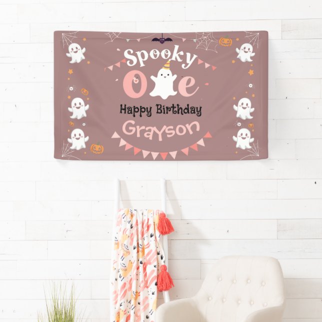 Personalised Spooky Ooky Halloween Birthday Banner (Insitu)