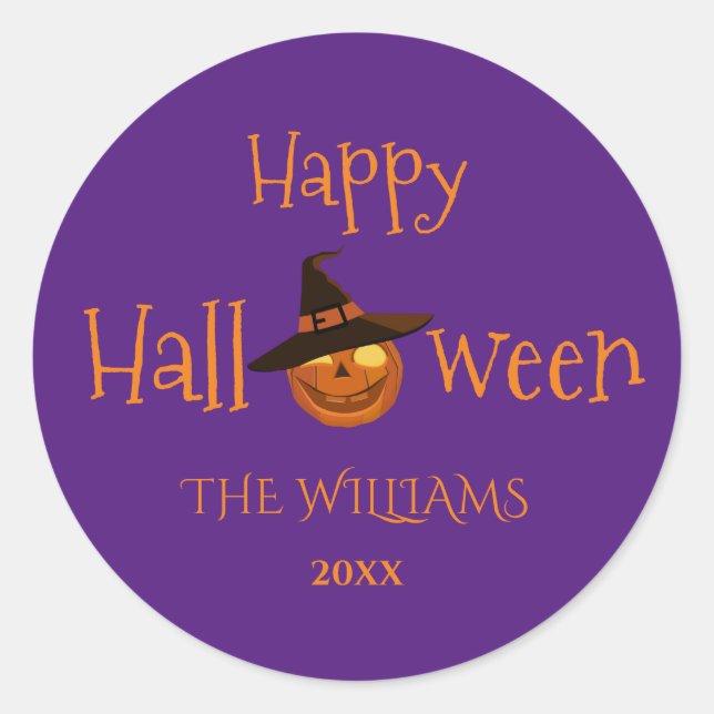Personalised Spooky Pumpkins Halloween   Classic Round Sticker (Front)