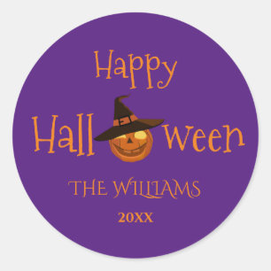 Personalised Spooky Pumpkins Halloween Classic Round Sticker