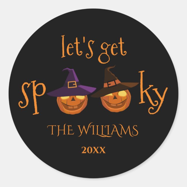 Personalised Spooky Pumpkins Halloween  Classic Round Sticker (Front)