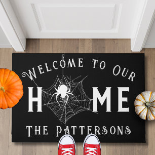 Personalised Spooky Spiderweb Halloween Home Doormat