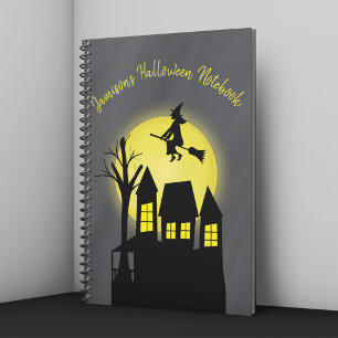 Personalised Spooky Witch Haunted House Halloween  Notebook