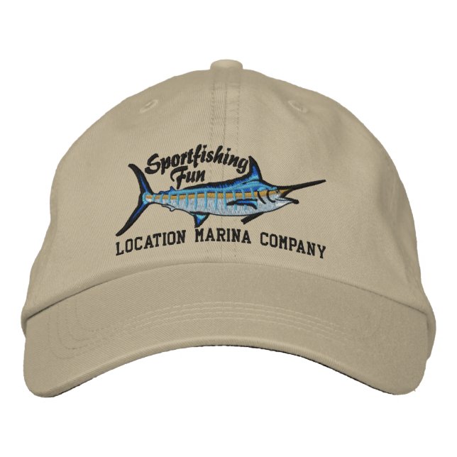 Personalised Sport Fishing Blue Marlin Embroidery Embroidered Hat (Front)
