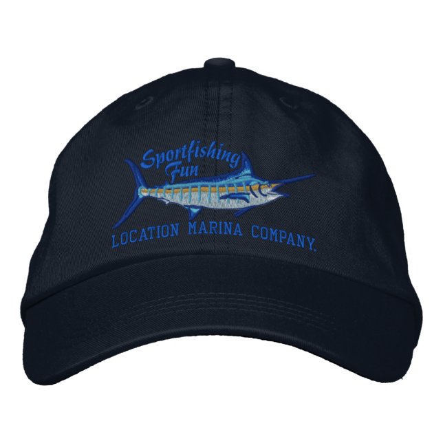 Personalised Sport Fishing Blue Marlin Embroidery Embroidered Hat (Front)