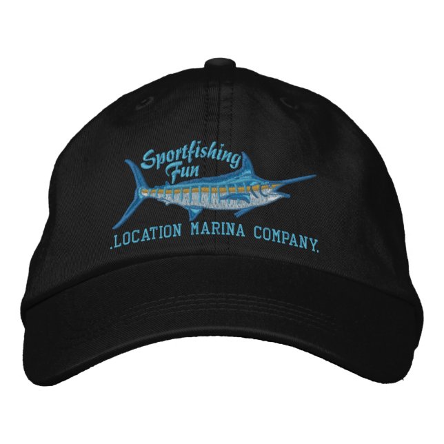 Personalised Sport Fishing Blue Marlin Embroidery Embroidered Hat (Front)