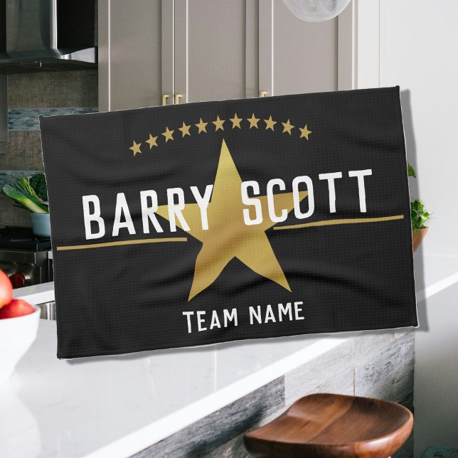 Personalised Sport Player Print – Gold Star Award  Tea Towel (Creator Uploaded)