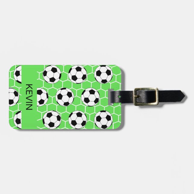 Personalised Sport Soccer ball Luggage Tag (Front Horizontal)
