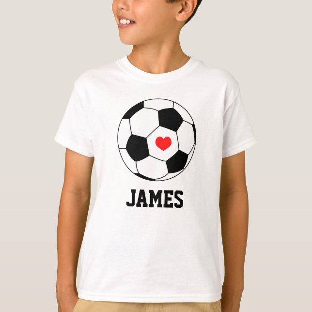 Personalised Sport Soccer ball with heart White T-Shirt (Front)