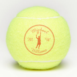 Personalised Sport Tennis Player Orange Silhouette Tennis Balls